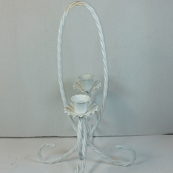 Vintage Home Interiors White Metal Twisted Rope Candle Holder - Picture 4 of 7